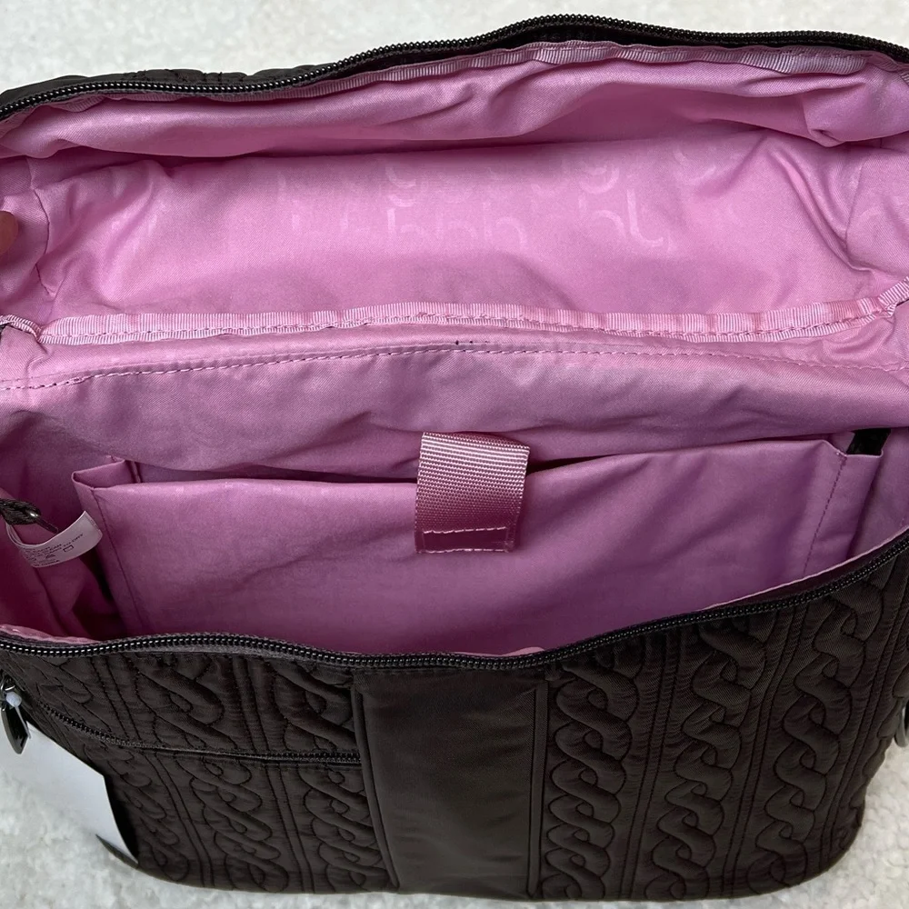 Baggallini Quilted Captivate Backpack Messenger Sholder Bag - Dark Brown NWOT